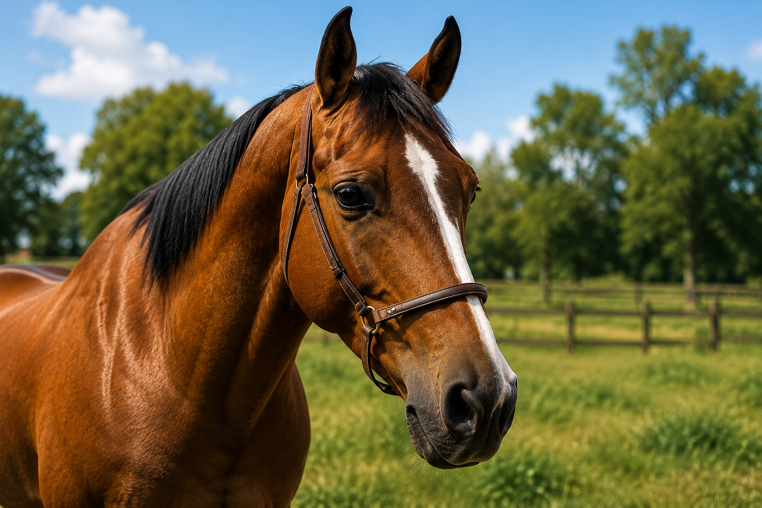 Horse in a peaceful pasture for equine therapy