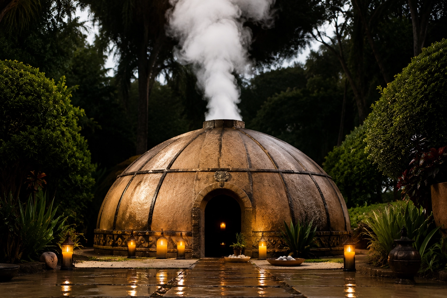 Traditional temazcal ceremony lodge